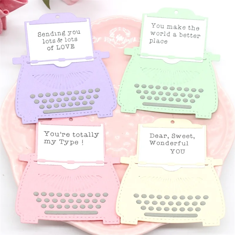 ПЕЧАТНАЯ МАШИНКА бирки силиконовые штампы и режущие для DIY