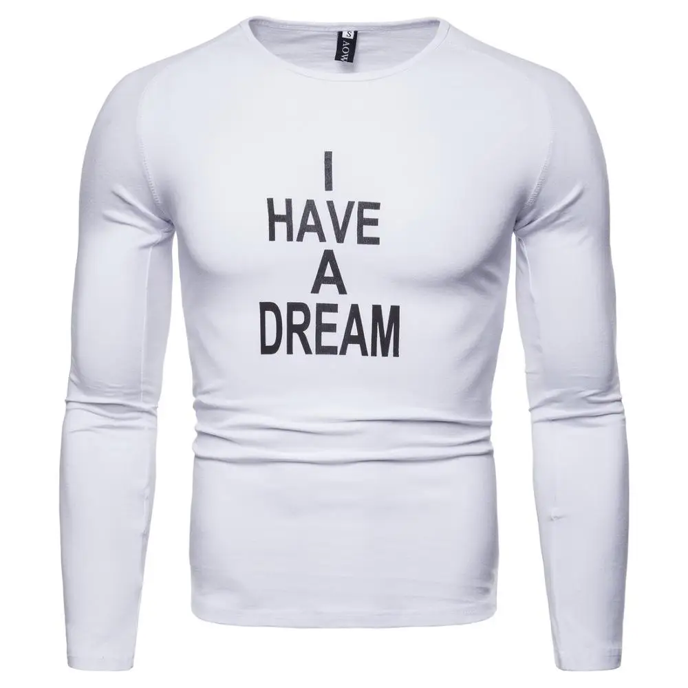 Мужские футболки с длинным рукавом из чистого хлопка повседневная мужская