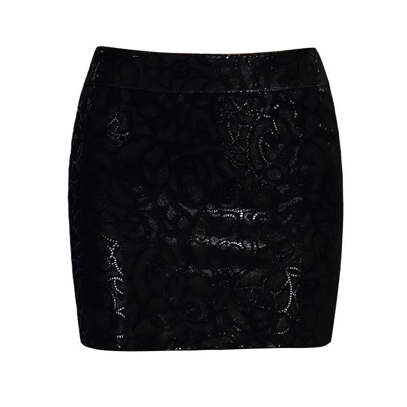 

Leather skirt women's Haining sheepskin frosted print high waist one-step flower bud skirt