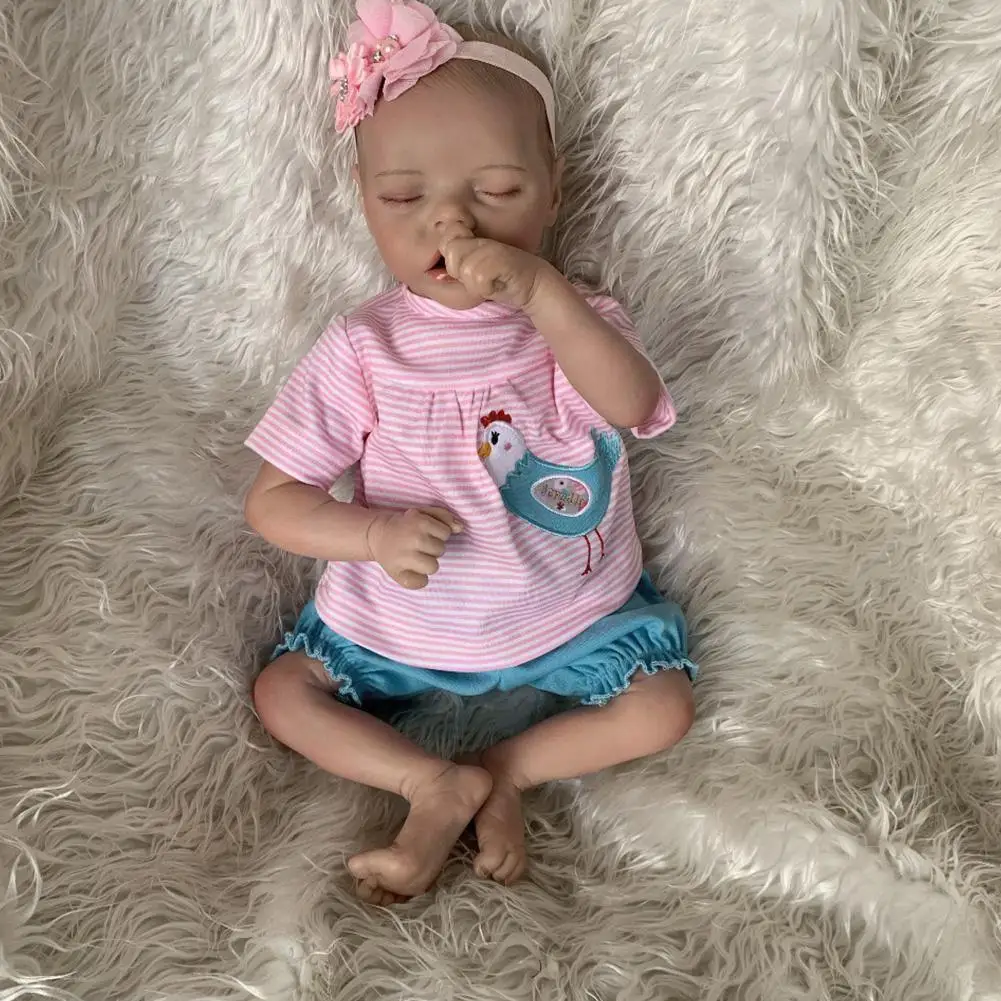 

17inch reborn premie doll paint by hand real pictures panting rooted sleeping quality baby high lifelike doll eyelashes C6G3