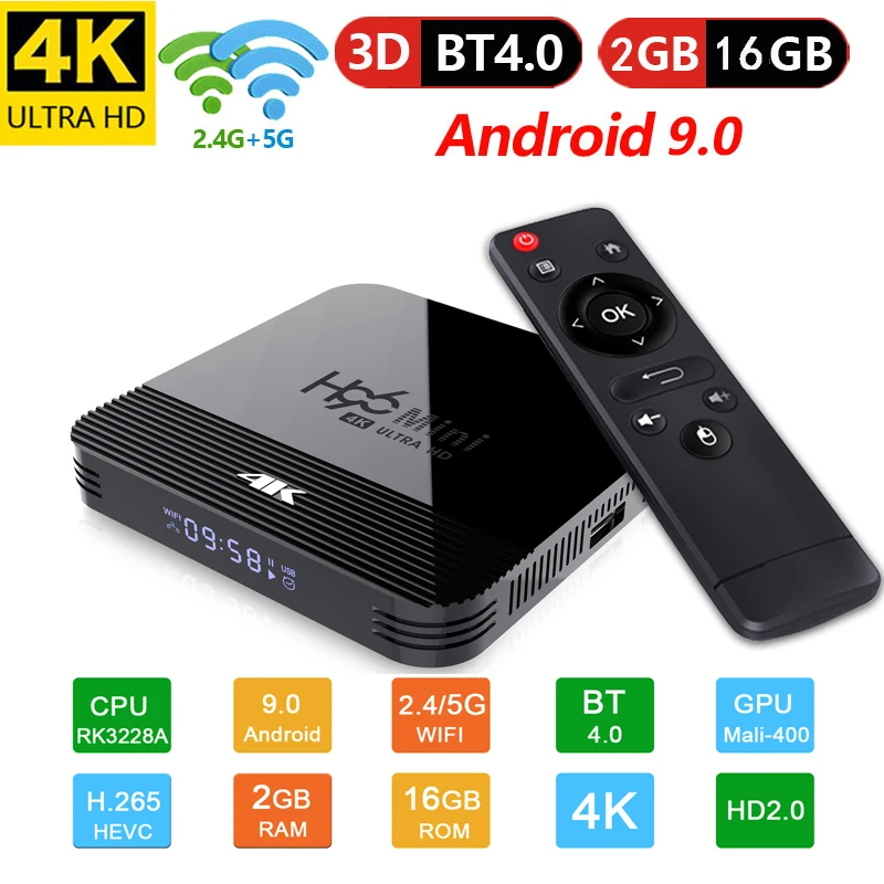 Android 9 0 Smart tv Box H96 мини 2 Гб 16 медиаплеер четырехъядерный 5G Wifi 4K BT Google плеер Youtube Netflix