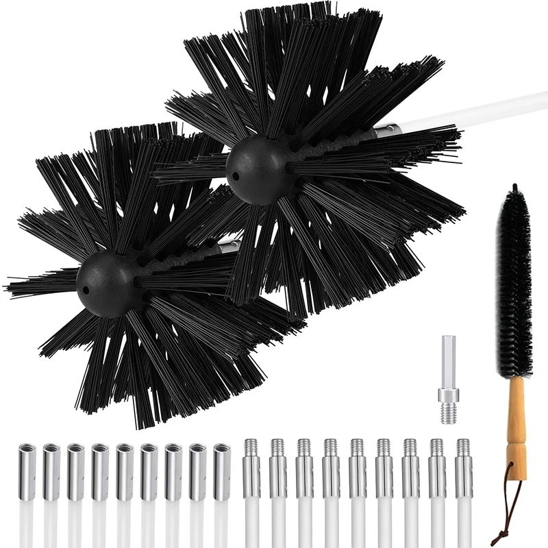 

Dryer Vent Cleaner 24 Feet, Flexible 18 Rods Dry Duct Cleaning Kit Chimney Brush with 2 Brush Heads and Dryer Lint Brush