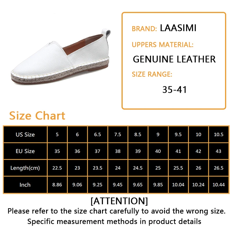 LAASIMI/женские эспадрильи женская обувь из натуральной кожи без застежки на
