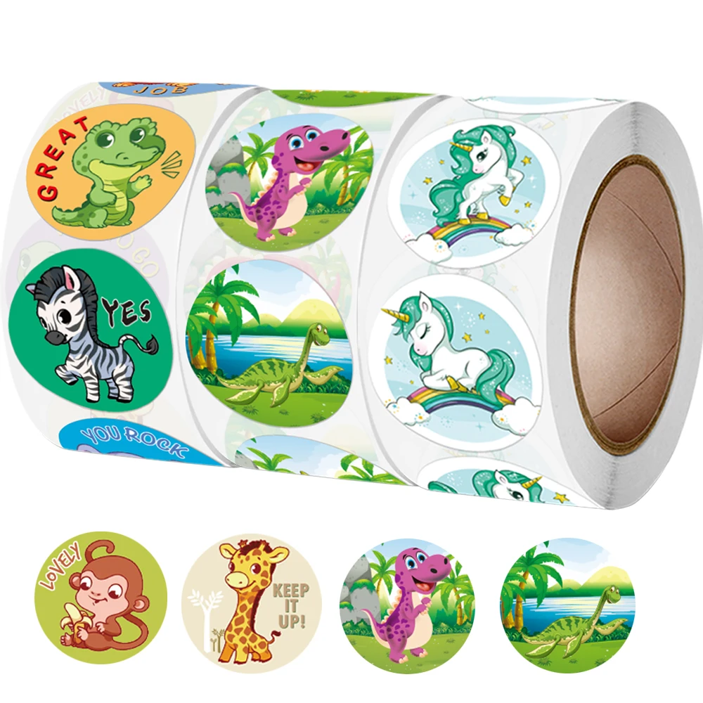 500PCS Stickers for Kids Cute Animal Dinosaur Children Reward Stickers Teacher Supplie for Classroom Potty Training Motivational