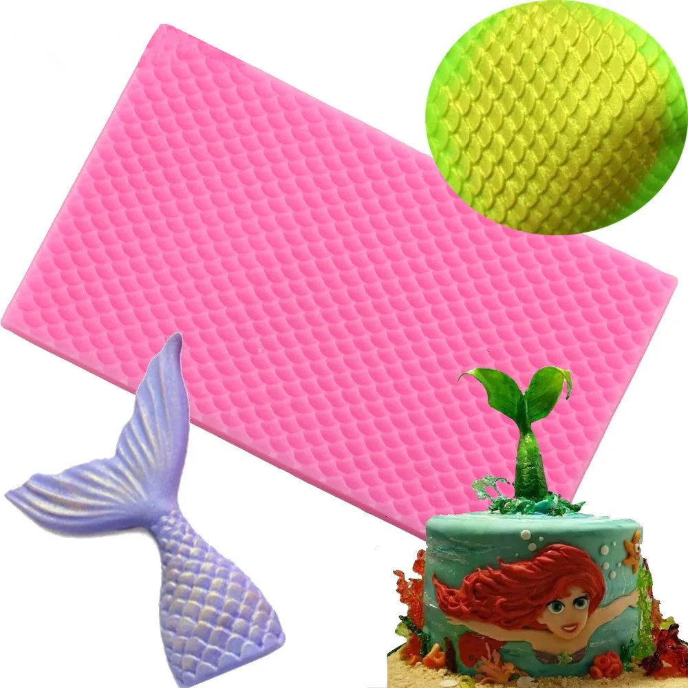 

Lace Mat Fish Scale Silicone Mold DIY Fondant Embosser Snake Texture Cake Mold Cake Decoration Chocolate Gumpaste Moul P115