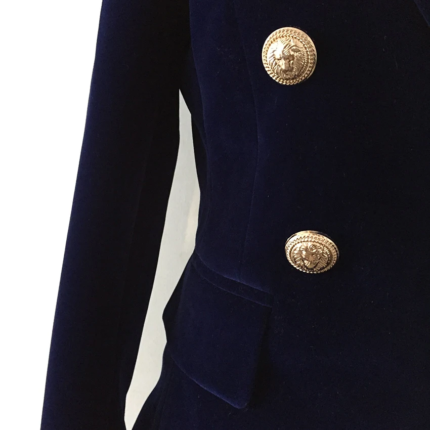 

HIGH STREET Newest Runway 2020 Designer Blazer Women's Double Breasted Lion Metal Buttons Velvet Blazer Coat
