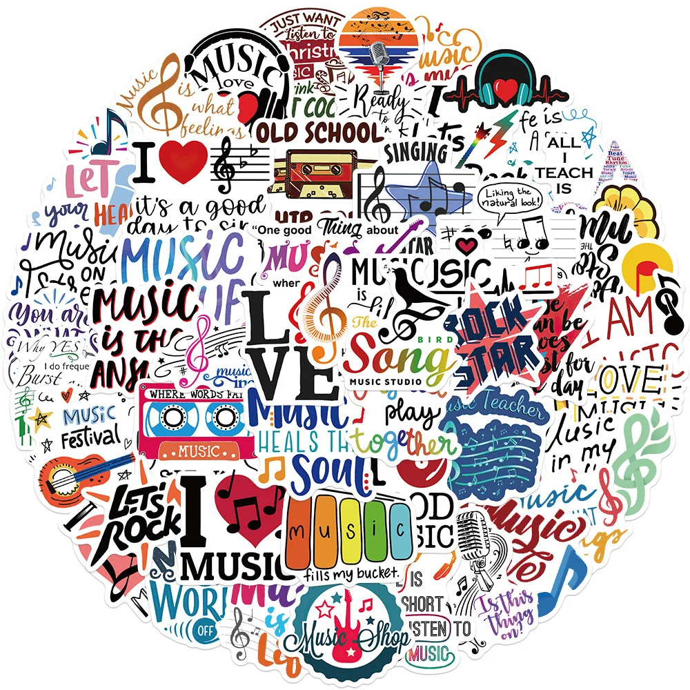 

10/30/50PCS Cute Motivational Music Graffiti Cartoon Stickers ar Motorcycle Travel Phone Guitar Laptop Waterproof Sticker Toys