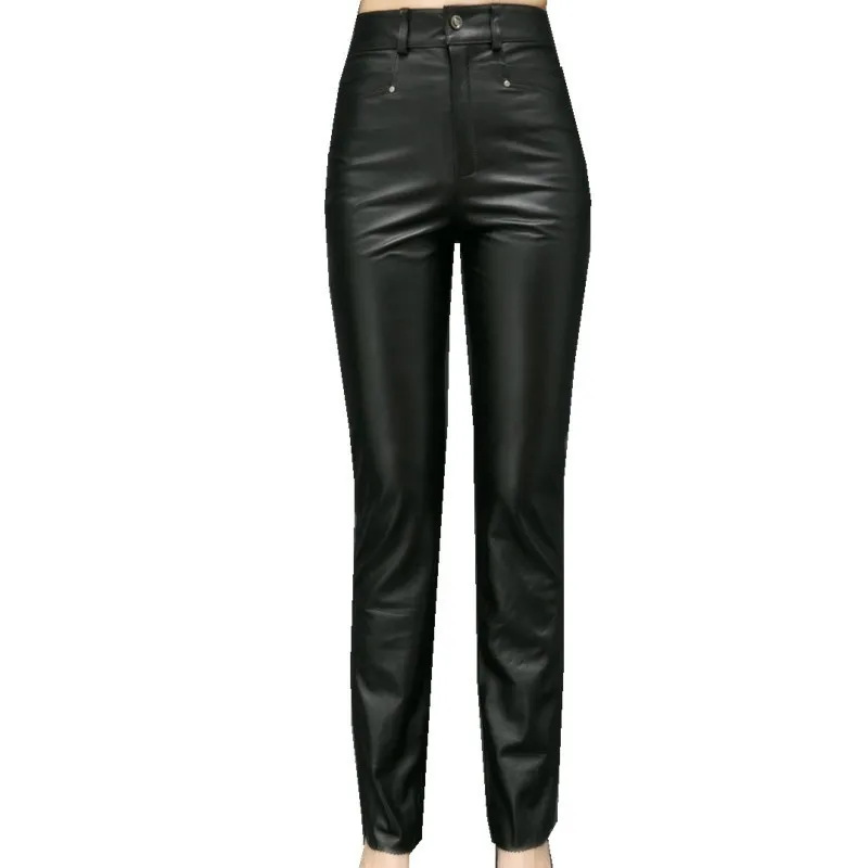 

Plus Size S-5XL Women Sexy Real Leather Skinny Pants Office Lady Trousers High Waist Pencil Pants Woman Full Length Top Quality