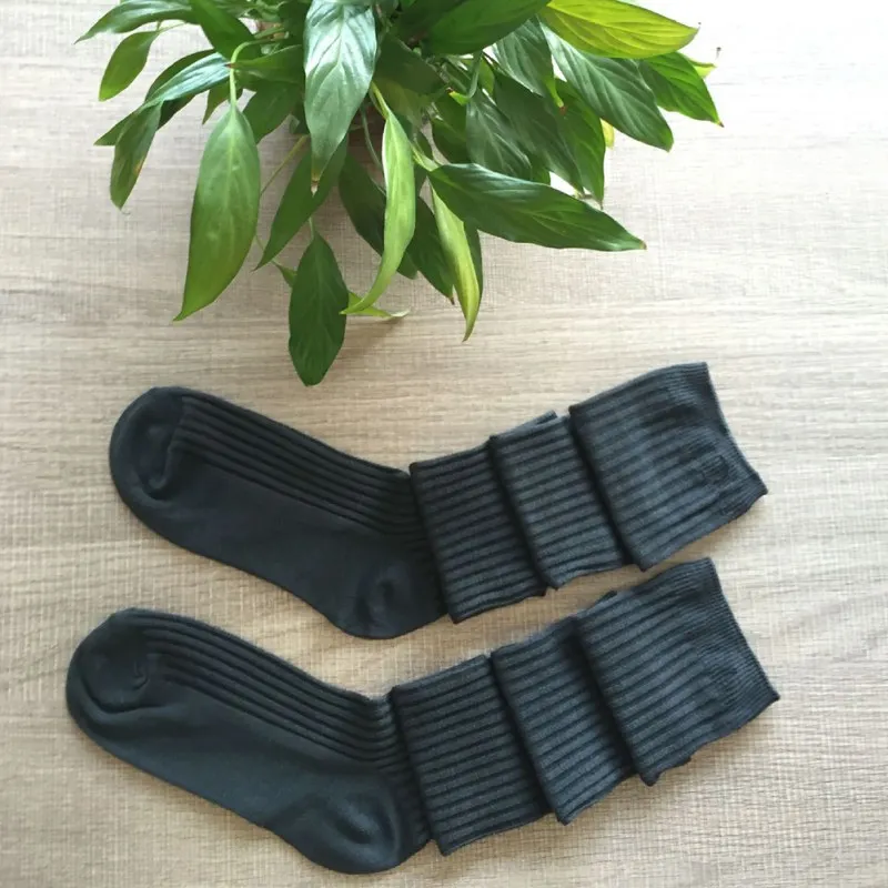 1 Pair Stockings Female Autumn Fashion Casual Thin section Stockings Solid Color Comfortable Knitted Over The Knee Stockings - Цвет: DH