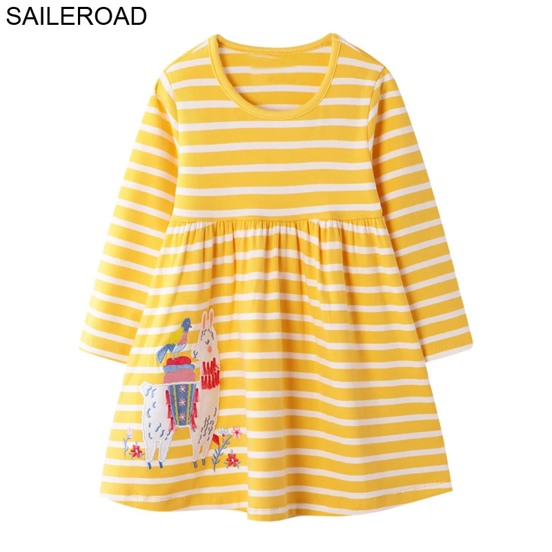7217 same picture SAILEROAD Платье Единорога Дети Vestidos Осень Девочек Платье с Длинным Рукавом для Детей Животное Платье Хлопок Рождество Платье Одежда - Цвет: 7217 same picture
