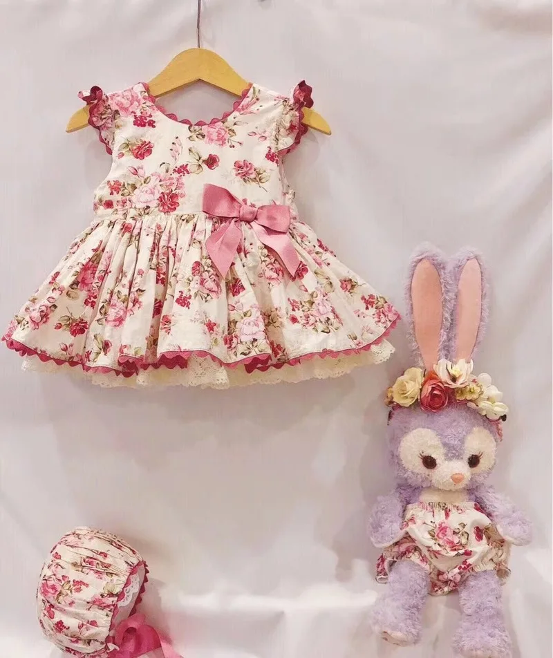 2019Spanish Dresses Antique Printed Champagne-coloured Flying Sleeve Princess dress baby girl clothes 2-6years | Детская одежда и