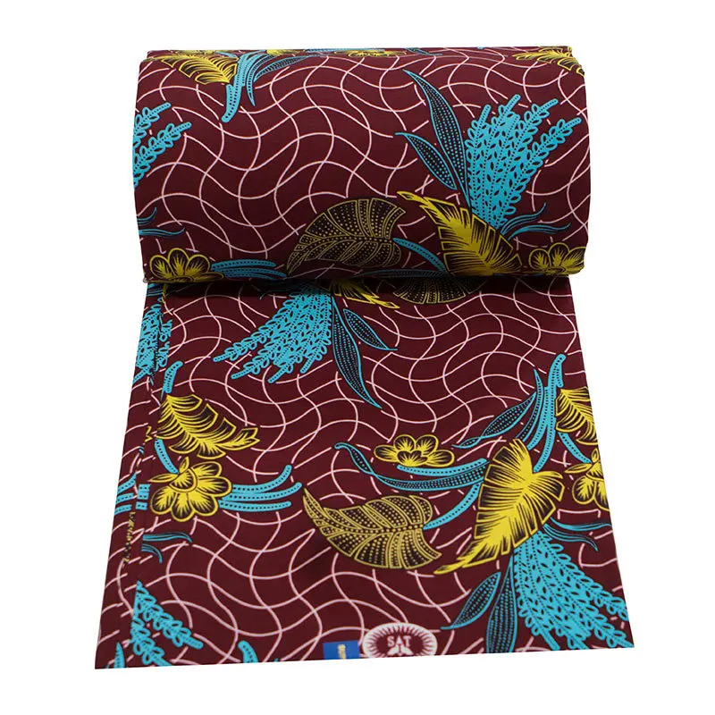 Африканская ткань 2019 Новые поступления модный желтый и синий цветочный принт