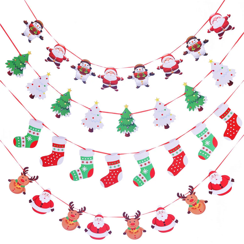 

3 м гирлянда, рождественские баннеры, баннер Санта-Клаус, снеговик, лось, флаг, Рождественские елки, баннеры, декор 2021, Рождественский Декор для дома