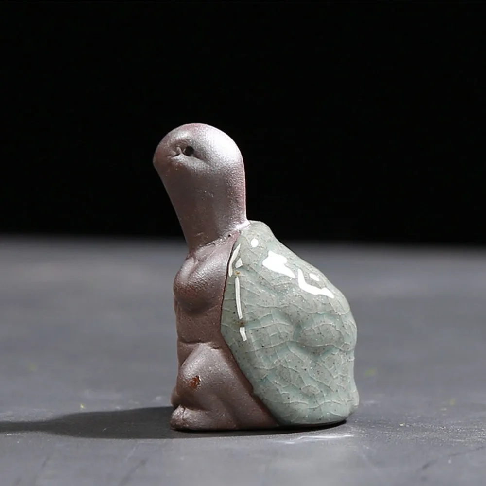 

2Pcs Decorative Tortoise Figurine Ceramic Tea Pets Zen Household Ornaments Gray