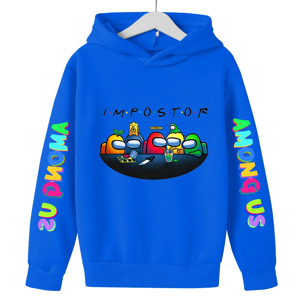 

New Hoodie Children'S Fun Game Pattern Printing Baby Boys And Girls Hoodie Cartoon Top Children'S Cotton Casual Blue Sweatshirt