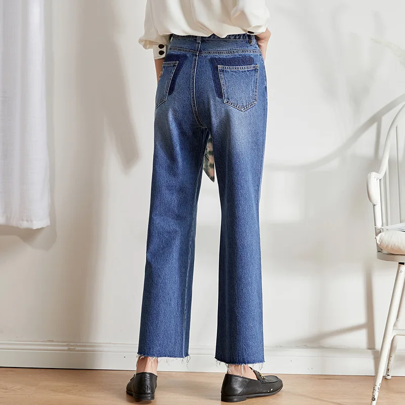Женские повседневные джинсы LEIJIJEANS прямые с высокой талией новая модель 9212