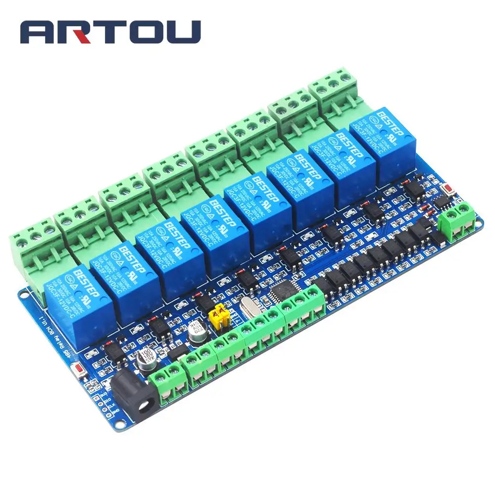 Modbus Rtu 8 канальный 12 В релейный модуль переключатель вход/выход RS485/ttl