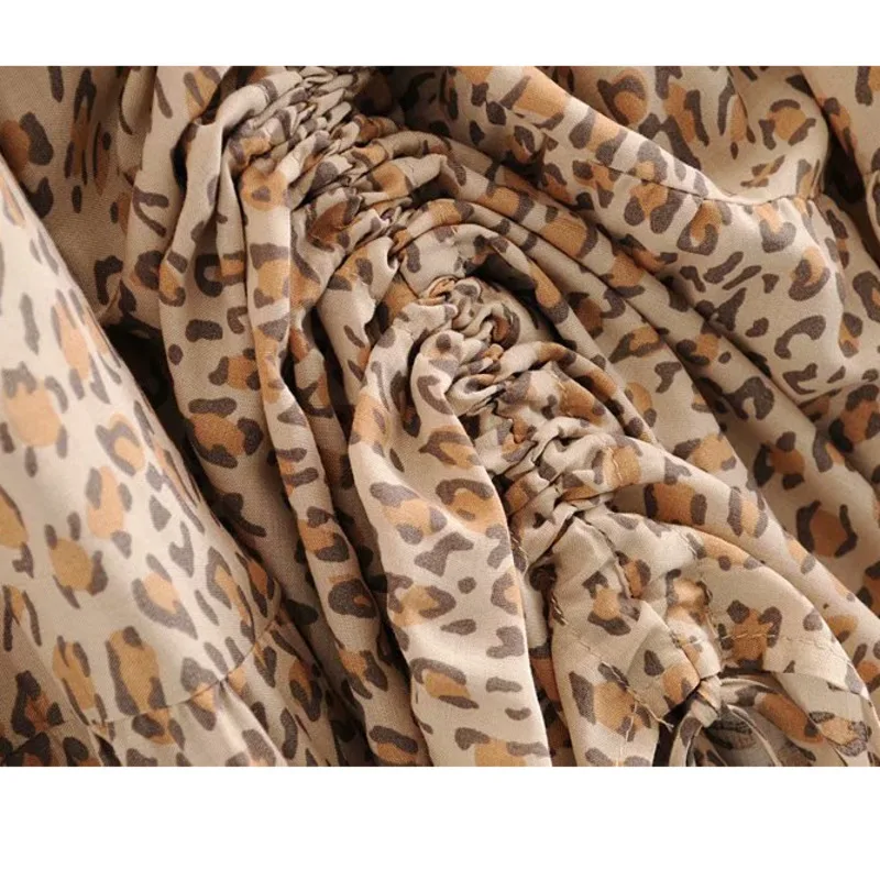 

Ladies summer skirt 2021 lace-up ruffled leopard print women's casual skirt high waist skirt retro plus size Harajuku skirt