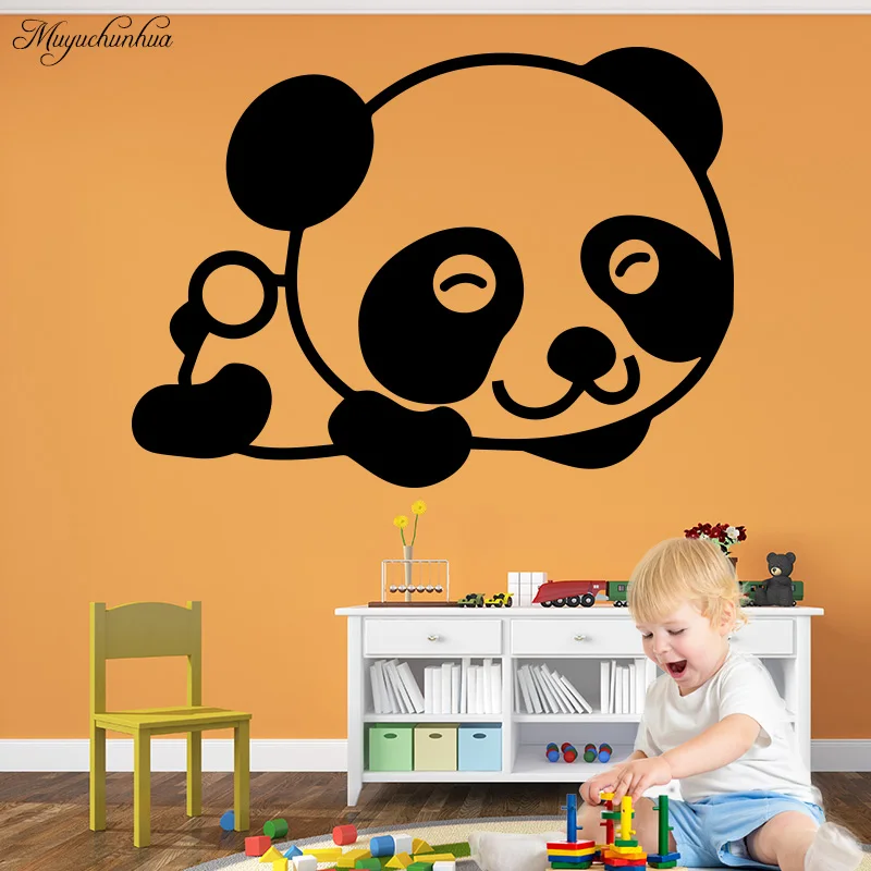 DIY милая улыбка мультяшная Панда стикер на стену для детской комнаты спальни