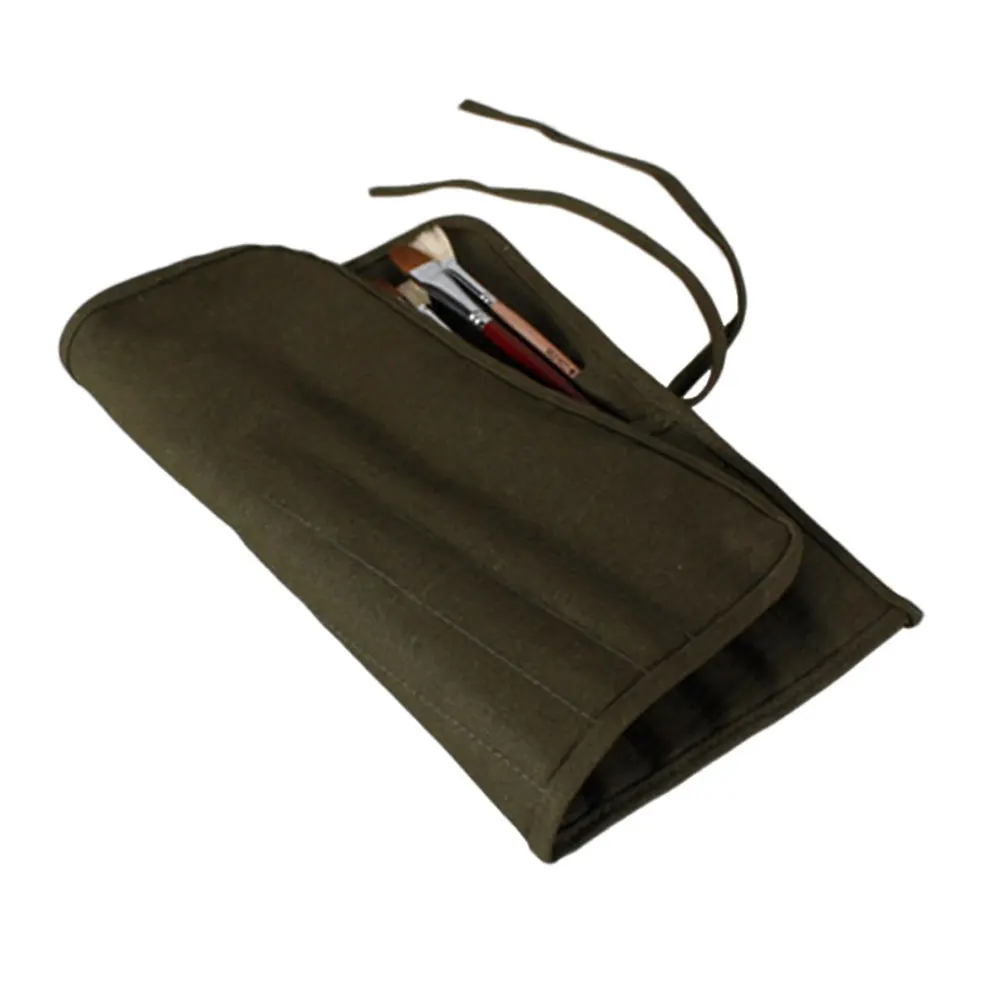 

22 Slots Paint Brush Holder Durable Canvas Holder Rollup for Artist Watercolor Oil Paint Brush Tools Pens Pencils(Dark Green)