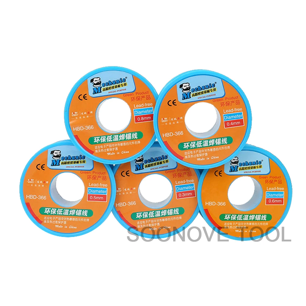 Паяльная проволока MECHANIC 400g 0 3/0 4/0 5/0 6/0 8 мм Sn42/Bi58 низкотемпературный бессвинцовый