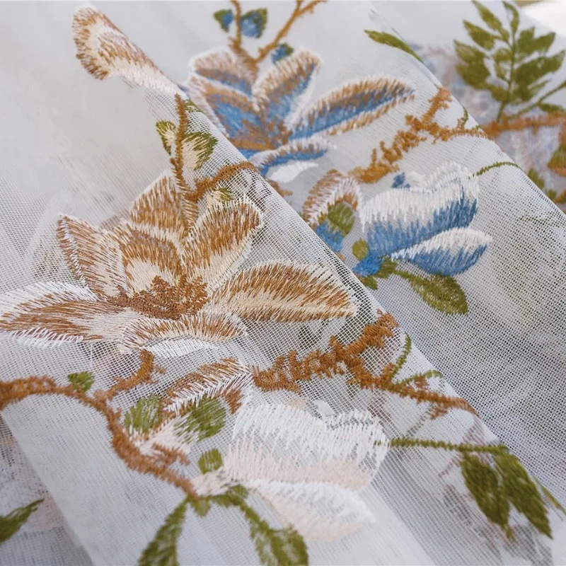 Цветочная занавеска кружевные дизайнерские листья для гостиной вышивка вуаль