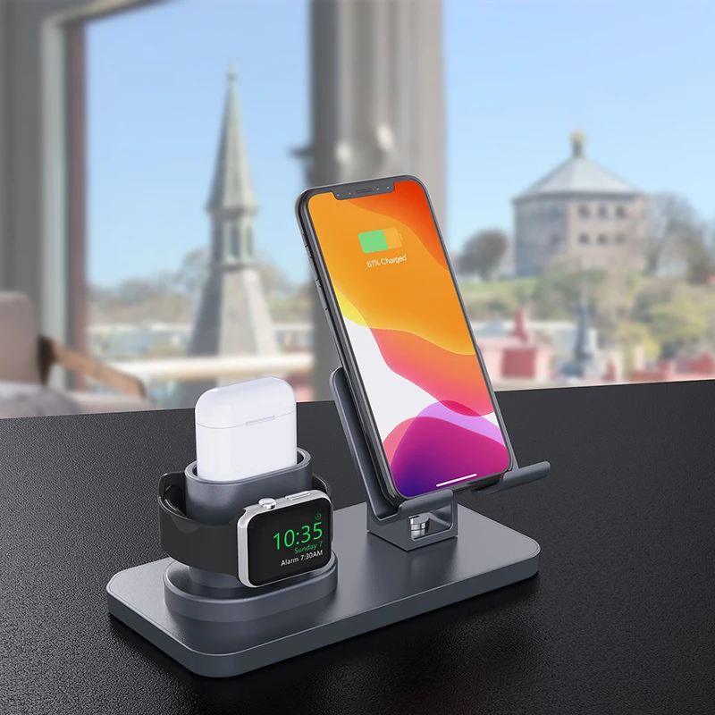 3 в 1 зарядная док-станция Многофункциональный держатель iPhone X XR XS Max 8 7 6 Apple Watch Airpods зарядное устройство Держатель подставка Док-станция# f0