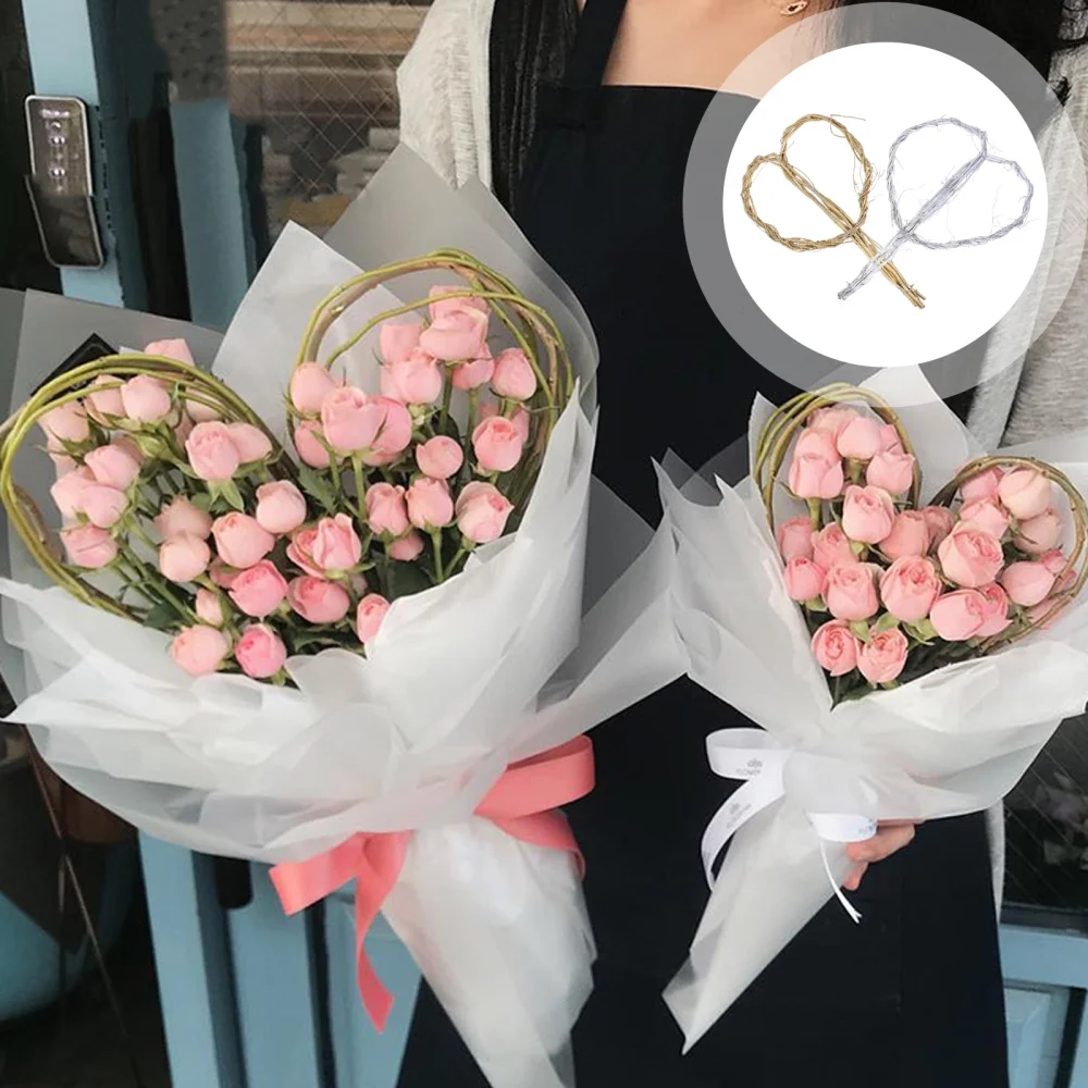 

2Pcs Wicker Wreath Frames DIY Bouquet Frames Flower Shop Supplies Floral Frames