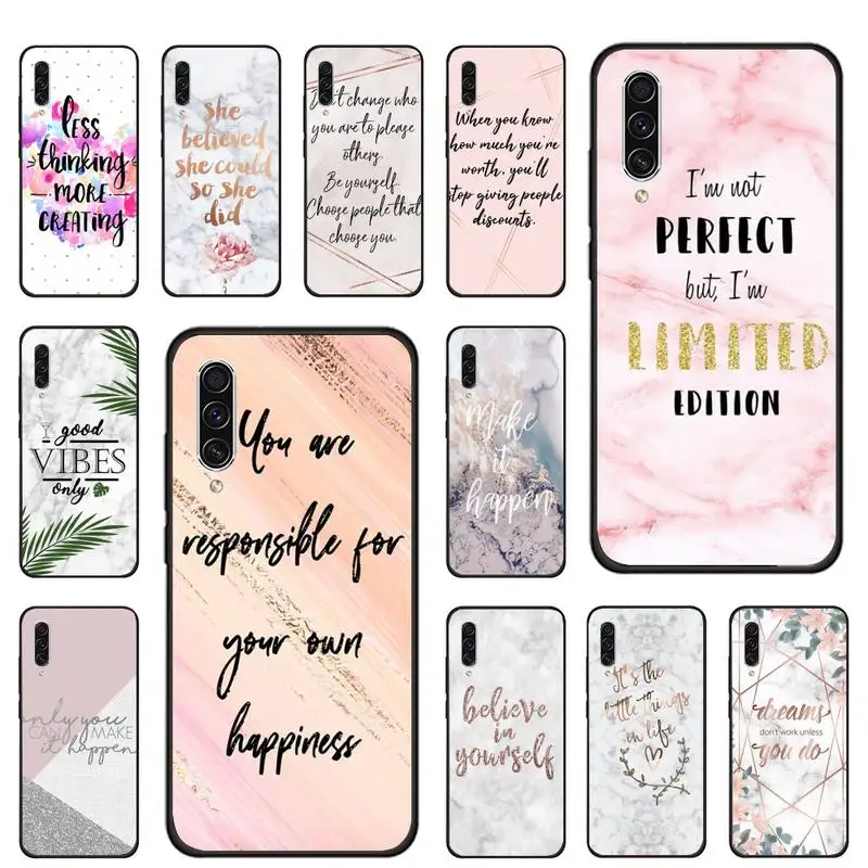 

fashion Pink marble text Phone Case For Samsung galaxy S note 7 8 9 10 20 fe edge A 6 10 20 30 50 51 70 lite plus Soft Silicone
