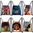Красивым рисунком в виде цветов и афро девочек Школьный рюкзак для женщин сумки для хранения вещей и путешествий, Африка женская сумка-кисет школьная обувь держатель