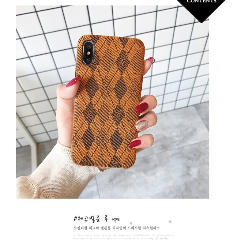 Ретро клетчатый чехол для iPhone 6 6S 7 8 plus x XR XS 11 Pro Max роскошный плюшевый силиконовый