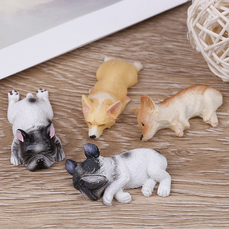 

2pcs Japanese Landscape Miniatures Statuette Decoration Resin Corgi Dog Toys Sleepy Series Miniature Figurines Kids Gift