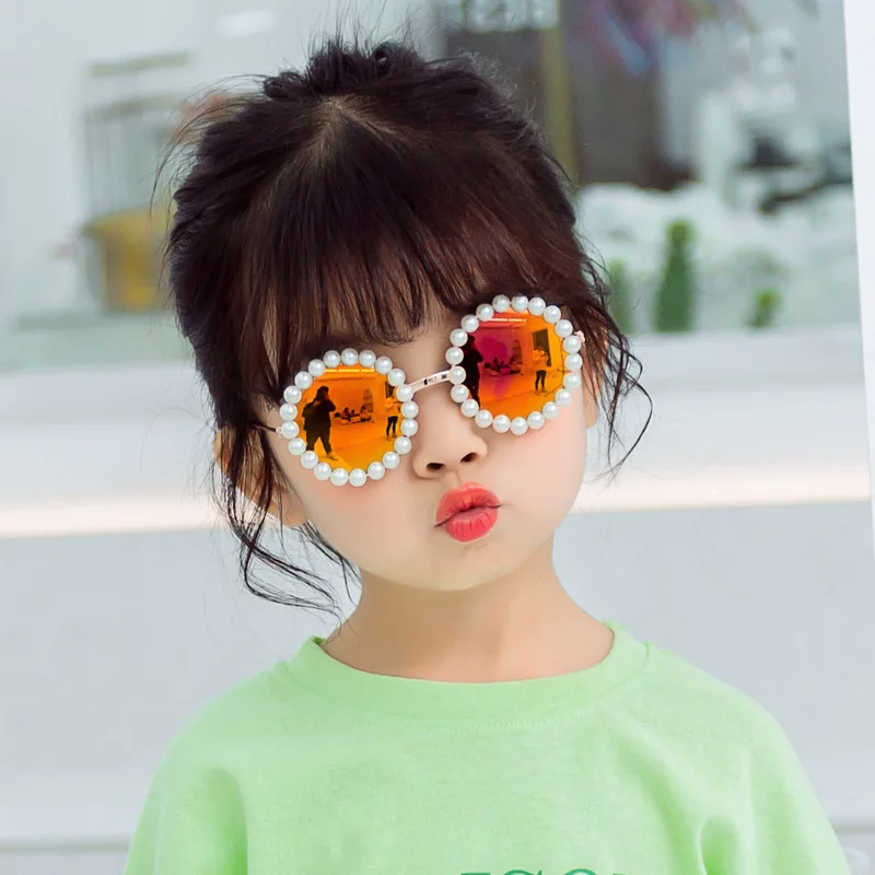 

KOTTDO 2020 Brand Kids Sunglasses Metal Round Pearl Girls Boby Childrend Sun Glasses Gafas De Sol UV400