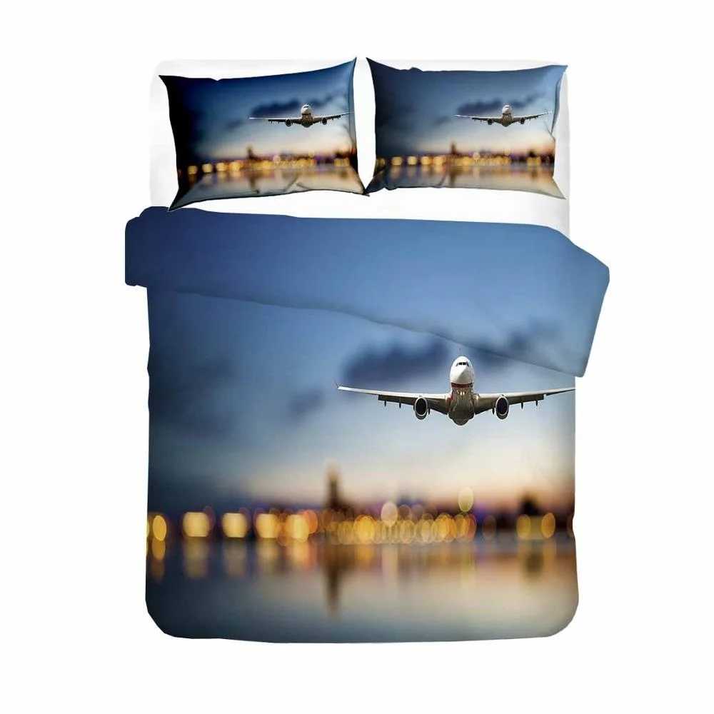 Комплект постельного белья с 3D-принтом самолета современный декор для мальчиков