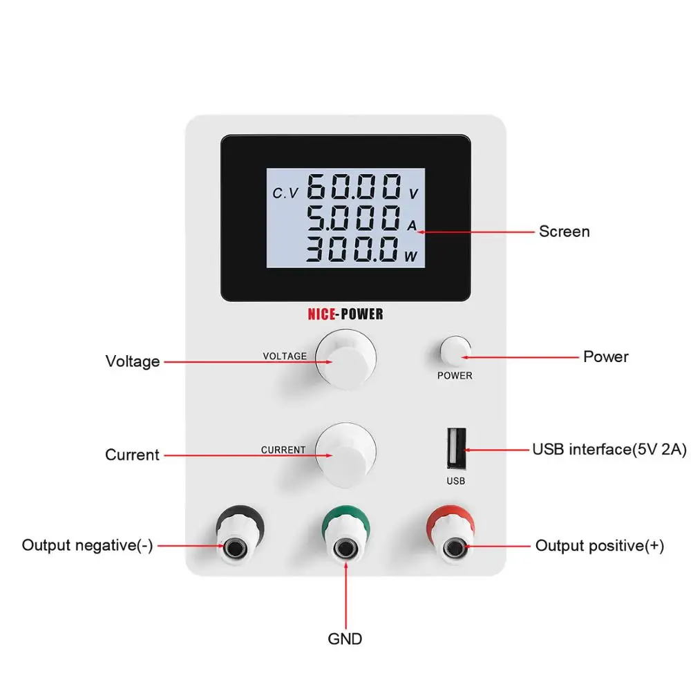 USB Импульсный регулируемый лабораторный источник питания постоянного тока