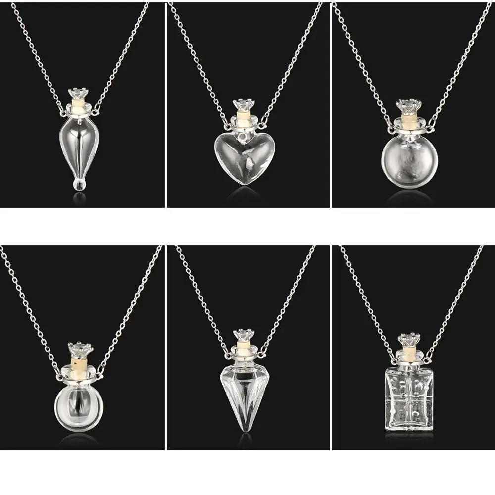 

Make Wishes Water Drop Heart Steel Chain Memorial Jewelry Essential Oil Pendant Perfume Jewellery Glaze Vial Necklace