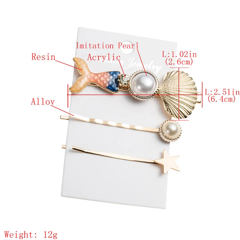 1 Набор красочные рыбий хвост имитация жемчуга ракушка звезда заколки для волос