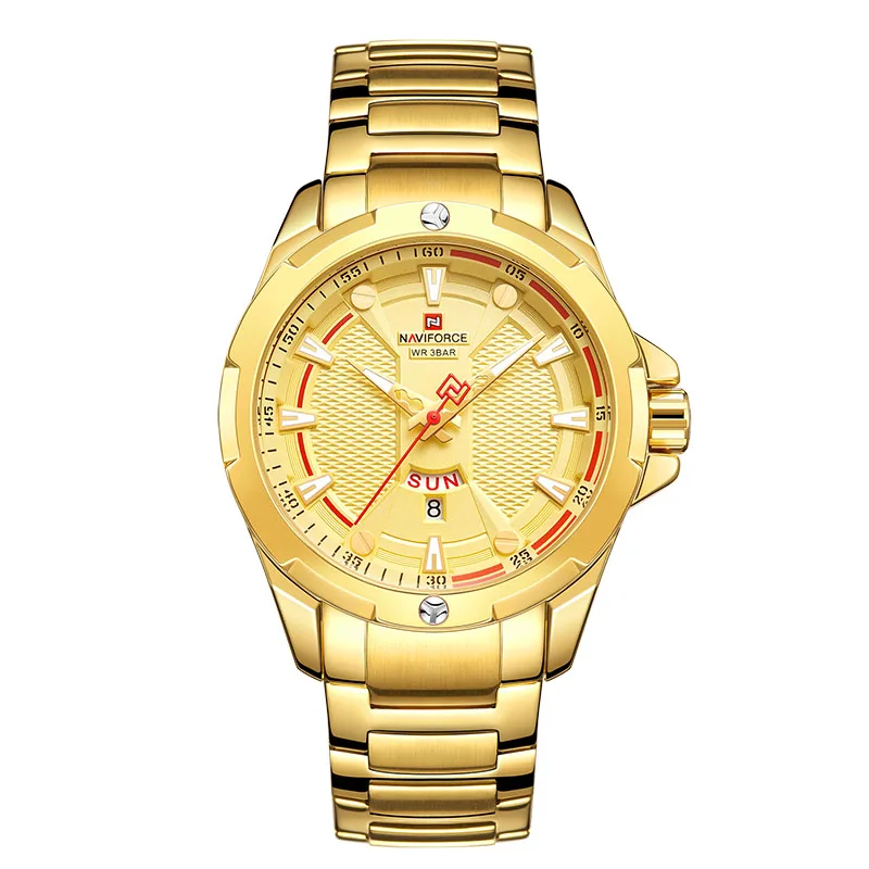 Gold NAVIFORCE мужские часы лучший бренд класса люкс Модные кварцевые мужские s часы водонепроницаемые спортивные мужские военные наручные часы Relogio Masculino - Цвет: Gold