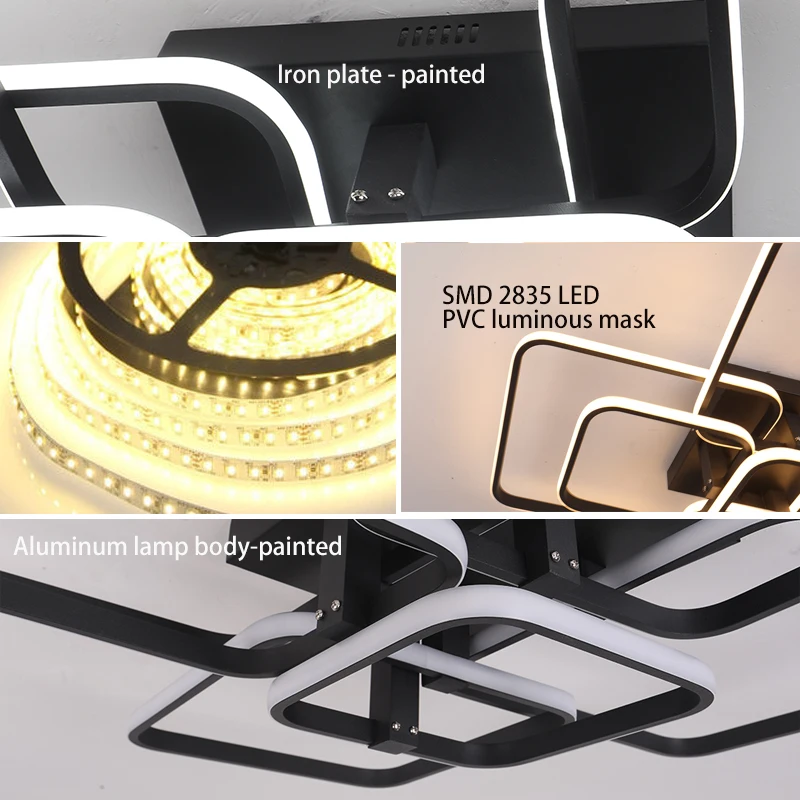 $44.40 TCY Rectangle Acrylic Aluminum Modern Led ceiling lights for living room bedroom White/Black Led Ceiling Lamp Fixtures AC85-265V