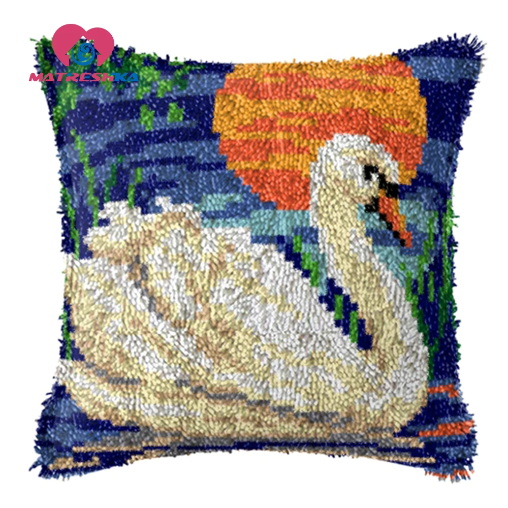 Лебедь ковер Вышивка крестом Подушка с защелкой крючок Сделай Сам пуговицы foamiran