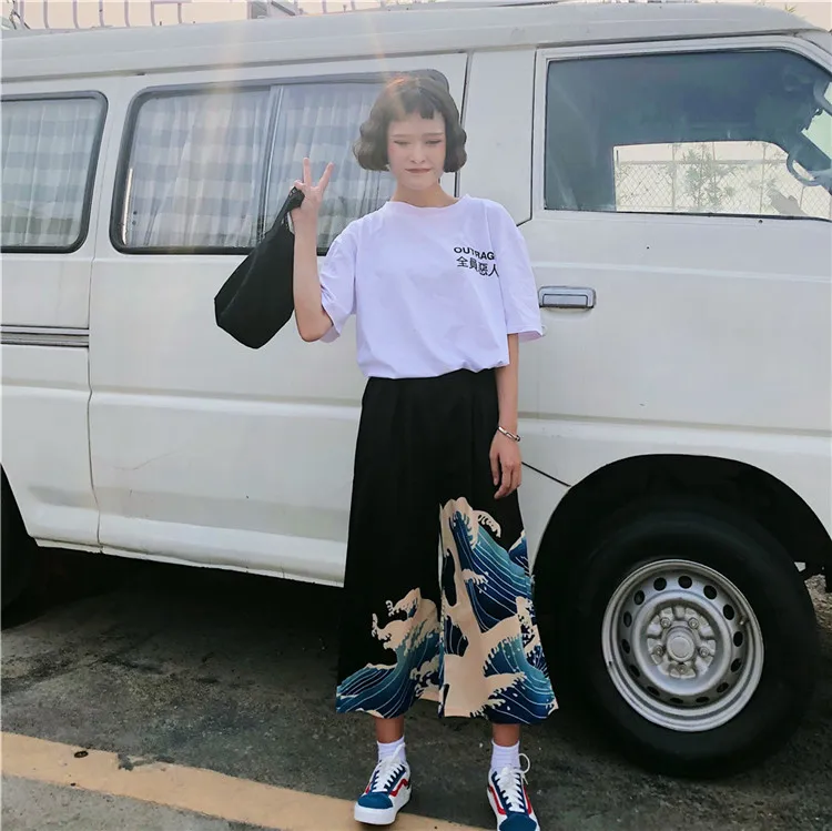 Женские и мужские широкие брюки Ukiyo в стиле Харадзюку кимоно японском с синицимом