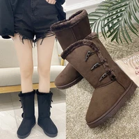 winter women boots platform shoes keep warm mid calf snow boots ladies lace up comfortable quality waterproof chaussures femme