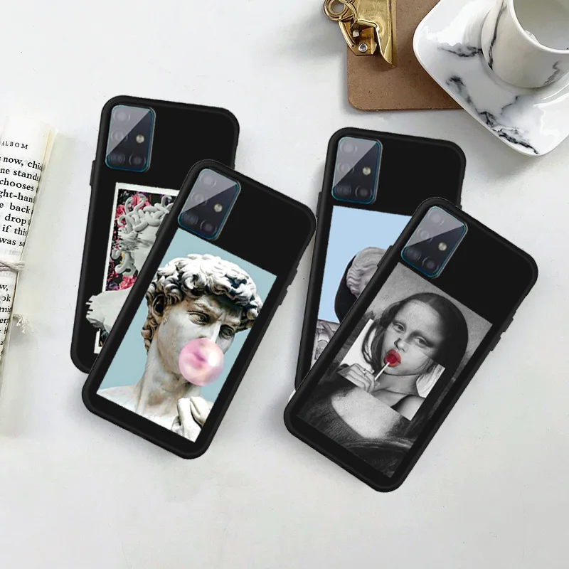 

Funny David Mona Lisa Soft Silicone Clear TPU Phone Case For Huawei Mate 7 8 9 10 20 30 Lite Pro Plus P smart Z Plus 2018 2019