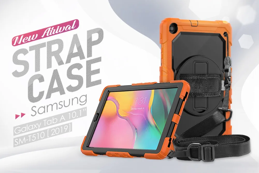 360 Вращающийся чехол для Samsung Galaxy Tab A 10,1 T510 T515 SM-T510 SM-515 чехол для планшета с ремешком на плечо+ ручка+ пленка