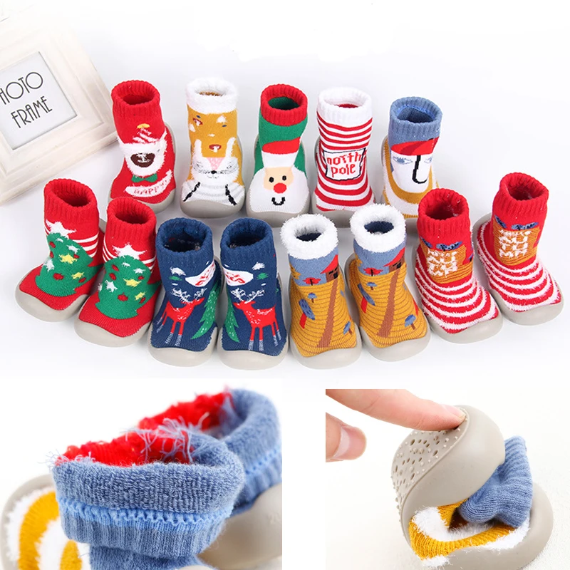 

Children Socks Christmas gift Soft Bottom Non-Slip Floor Toddler Girl Boy Shoes Socks With Rubber Soles Kids Baby Socks winter