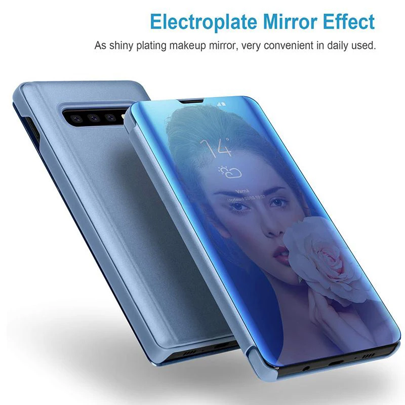 Умный зеркальный флип чехол из искусственной кожи для телефона Samsung Galaxy S20 S10 S9 S8 S7