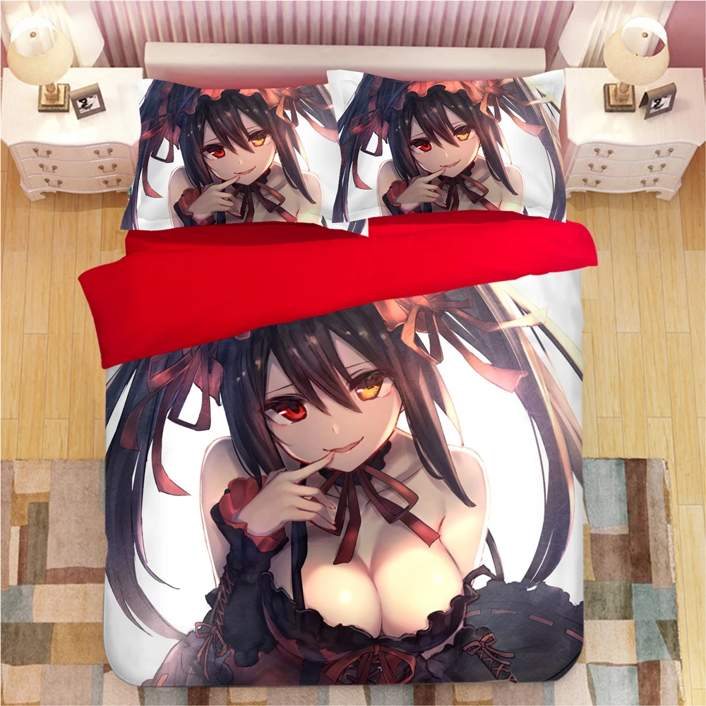 

DATE A LIVE Bedding Set Cartoon anime Duvet Covers Pillowcases Tokisaki Kurumi Comforter Bedding Sets bed linen bedclothes