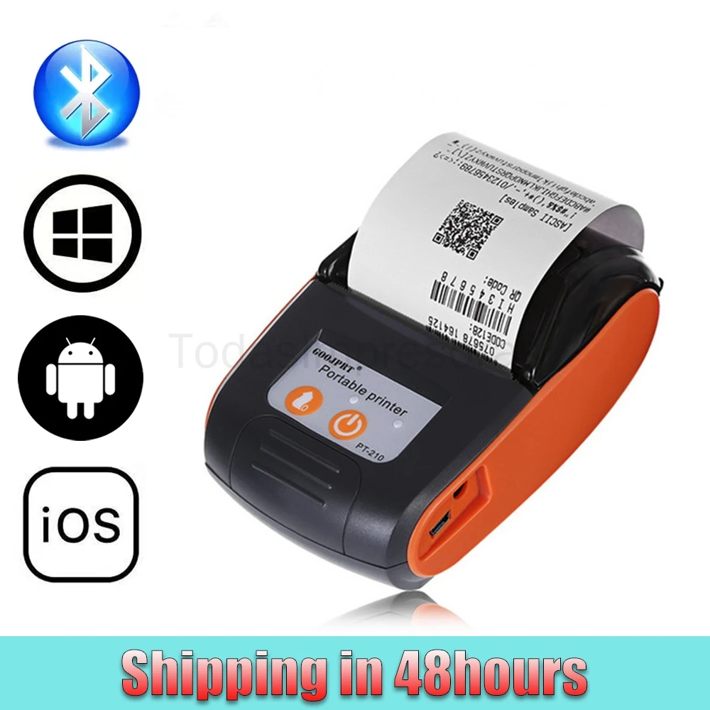 PT210 58 мм термочековые принтеры USB Bluetooth совместимый интерфейс беспроводное