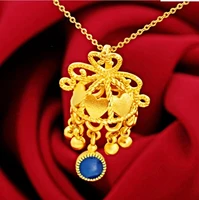 hi national wind women 24k gold love heart crown pendant necklace for party jewelry with chain choker birthday gift girl
