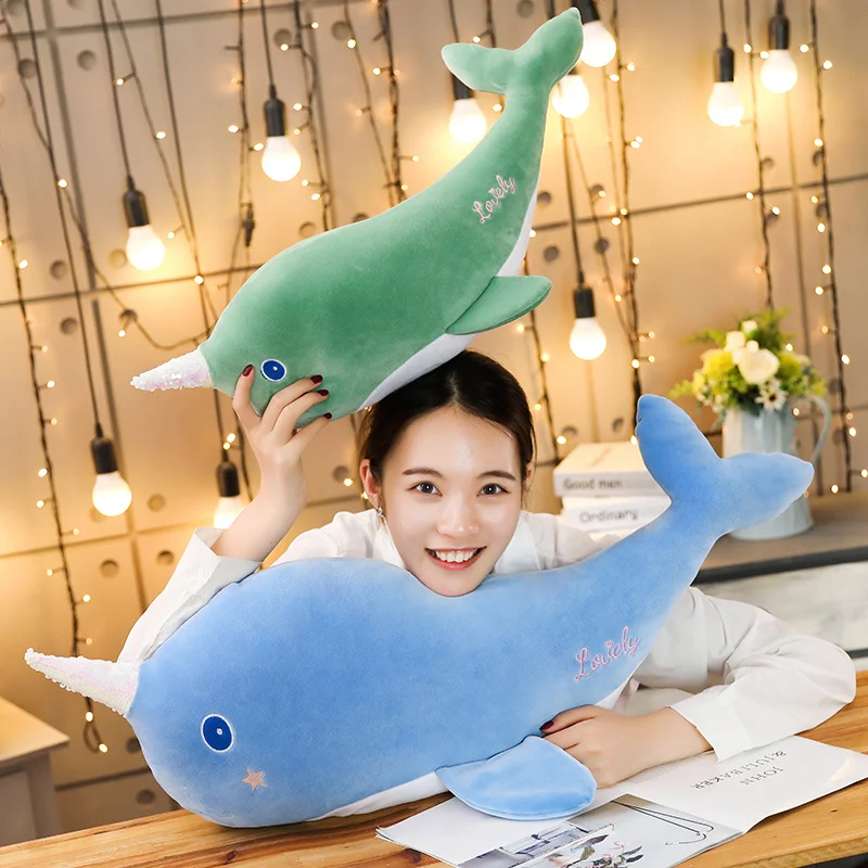 

1pc 55/80cm Kawaii Unicorn Fish Doll Stuffed Plush Whale Toys for Children Kids Soft Cartoon Pillow Girls Valentine Gift